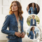 ⏳Limited-time 50% off⏰ Your Basket Loves This 🛍	Women's Ruffle Trim Open-Front Denim Jacket🧥