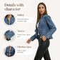 ⏳Limited-time 50% off⏰ Your Basket Loves This 🛍	Women's Ruffle Trim Open-Front Denim Jacket🧥
