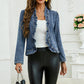 ⏳Limited-time 50% off⏰ Your Basket Loves This 🛍	Women's Ruffle Trim Open-Front Denim Jacket🧥