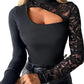 🔈🔈NEW ARRIVAL 60% OFF🌸Women's Asymmetrical Cutout Lace Sleeve Top👚