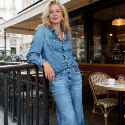🔥40% OFF 📢Women’s Faux Denim Pajama 2-Piece Set