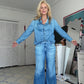 🔥40% OFF 📢Women’s Faux Denim Pajama 2-Piece Set