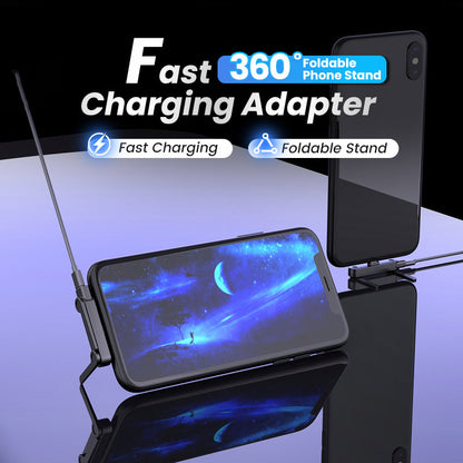 🔋40% OFF NOW!⚡Fast Charging Adapter with 360° Foldable Phone Stand – Universal Compatibility, Compact Design & Hands-Free Viewing📱