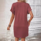 👗📢📢50% OFF !!  ⚡Buy 2 get 5%+ Free Shipping✈️ ⏰Women's Fashion V-Neck Button Dress – Timeless Solid Colors, Soft Fabric & Rolled Sleeves 🌸