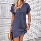 👗📢📢50% OFF !!  ⚡Buy 2 get 5%+ Free Shipping✈️ ⏰Women's Fashion V-Neck Button Dress – Timeless Solid Colors, Soft Fabric & Rolled Sleeves 🌸