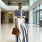 🥳SUMMER HOT SALE🥳💞50K+ SOLD!💥50% OFF! 🔥 Women's Striped Shirt & Wide-Leg Pants 2-Piece Set