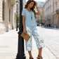🥳SUMMER HOT SALE🥳💞50K+ SOLD!💥50% OFF! 🔥Casual Round Neck Layered Tunic Top and Wide Leg Pants Set