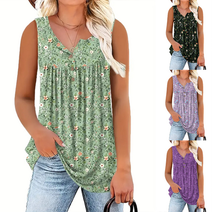 📢LAST DAY SPECIAL PRICE: ￡14.99!⏰Women's Printed Button Sleeveless Top