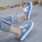 👟✨ LIMITED TIME 50% OFF! Women’s Frayed Denim Mule Sneakers – Easy Slip On Design, Platform Sole and Effortless Casual Style