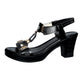 👡 50% OFF NOW! ✨ Women's Chunky Heel T-Strap Sandals – Elastic Slingback, Cushioned Platform & Metallic T-Strap – Day to Night Comfort 💃