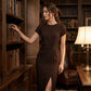 📢📢40% OFF !! ⏰Elegant Twist-Front Waist-Cinching Slit Dress