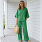 ⏰🔥LIMITED TIME 50% OFF!🔥50K+ SOLD!    Women's Stand-Up Collar Top & Wide-Leg Pants Set