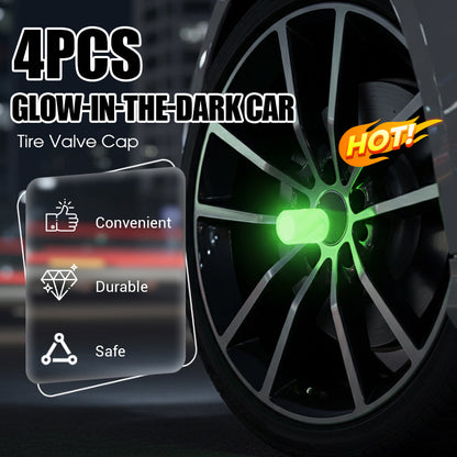 🚗Special offer:Buy 2 get 3 free✨-4PCS Glow-in-The-Dark Car Tire Valve Cap