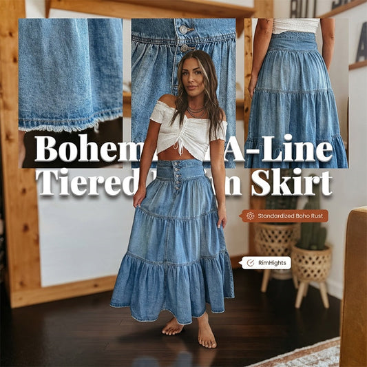 30% OFF ✨ High-Waisted Denim Maxi Skirt – Cute, Comfy & Ready for Irish Weather