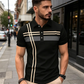 👔 LIMITED-TIME 50% OFF! 💐  🎁Buy 3 Get 15% & Buy 4 get 25% off!!💖 Men's Striped Top – Short Sleeve, Collared ✨