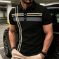 👔 LIMITED-TIME 50% OFF! 💐  🎁Buy 3 Get 15% & Buy 4 get 25% off!!💖 Men's Striped Top – Short Sleeve, Collared ✨