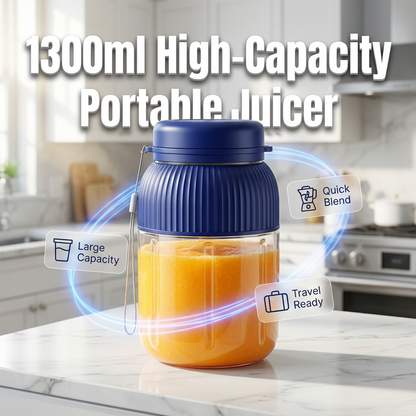 🔥LIMITED TIME 45% OFF!🔥50K+ SOLD!  🍓🥤 1300ml Portable Blender – Dual Lids + Straw, USB Rechargeable, Powerful & Compact. Fresh Juice Anywhere! 🌎✨
