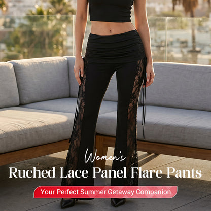 💕LIMITED TIME 50% OFF!🔥🌹👖 Women's Ruched Lace Panel Flare Pantss✨