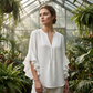 📢📢50% OFF !! ⏰ V-Neck Ruffled Sleeve Top – Flowy & lightweight – Elegant casual blouse, perfect for summer or office – feminine and breathable ✨🌿