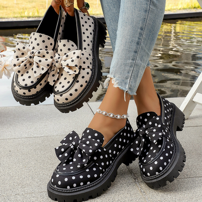 👠🔥LIMITED TIME 50% OFF!🔥50K+ SOLD!   ⚡Buy 2 get 5%+ Free Shipping ✈️  Women's Polka Dot Bow Platform Loafers