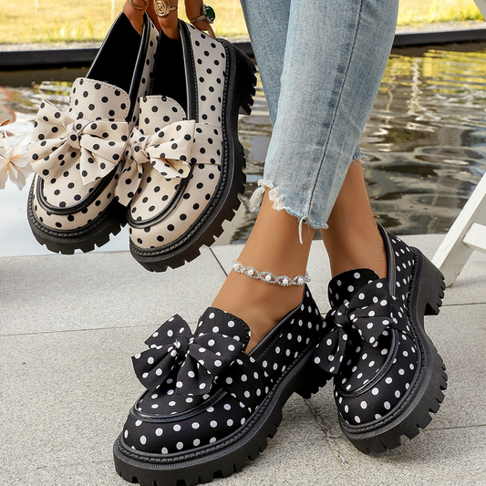 👠🔥LIMITED TIME 50% OFF!🔥50K+ SOLD!   ⚡Buy 2 get 5%+ Free Shipping ✈️  Women's Polka Dot Bow Platform Loafers