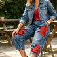 👖 LIMITED-TIME 50% OFF! 🌸✨ Women's Floral Wide-Leg Jeans – Unique Appliqué, Soft, 6 Colors 🌸
