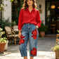 👖 LIMITED-TIME 50% OFF! 🌸✨ Women's Floral Wide-Leg Jeans – Unique Appliqué, Soft, 6 Colors 🌸