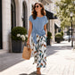 🌿👚👖 50% OFF Women’s Side-Tie Top & Patterned Pants Set ✨– Soft Breathable Blend, Adjustable Waist Definition & Botanical Print