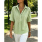 👕 LIMITED-TIME  OFF! ✨ Women's Striped Short-Sleeve Shirt – Relaxed Fit, V Neck, 9 Colors 🍂