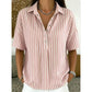 👕 LIMITED-TIME  OFF! ✨ Women's Striped Short-Sleeve Shirt – Relaxed Fit, V Neck, 9 Colors 🍂