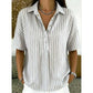 👕 LIMITED-TIME  OFF! ✨ Women's Striped Short-Sleeve Shirt – Relaxed Fit, V Neck, 9 Colors 🍂