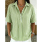 👕 LIMITED-TIME  OFF! ✨ Women's Striped Short-Sleeve Shirt – Relaxed Fit, V Neck, 9 Colors 🍂