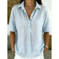 👕 LIMITED-TIME  OFF! ✨ Women's Striped Short-Sleeve Shirt – Relaxed Fit, V Neck, 9 Colors 🍂