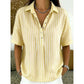 👕 LIMITED-TIME  OFF! ✨ Women's Striped Short-Sleeve Shirt – Relaxed Fit, V Neck, 9 Colors 🍂
