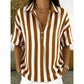 👕 LIMITED-TIME  OFF! ✨ Women's Striped Short-Sleeve Shirt – Relaxed Fit, V Neck, 9 Colors 🍂