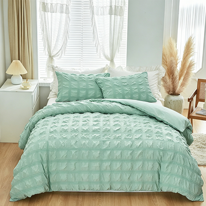 📢📢🛏️40% OFF !! ⏰ 💤Have a good night's sleep 💤  3-Piece Pintuck Textured Duvet Cover Set