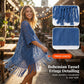 🌴☀️ Women’s Open-Front Knit Cover-Up – Breathable Hollow-Out Knit Beach Cardigan with Tassel Fringe👙