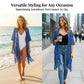 🌴☀️ Women’s Open-Front Knit Cover-Up – Breathable Hollow-Out Knit Beach Cardigan with Tassel Fringe👙
