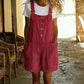 👖 LIMITED-TIME 56% OFF! 🌸 Retro Solid Color Romper with Adjustable Straps – Button-Front, Large Pockets, Relaxed Fit ✨