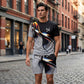 🎁2026 New Arrivals 50% OFF💥Men's Abstract Print T-Shirt and Shorts Set
