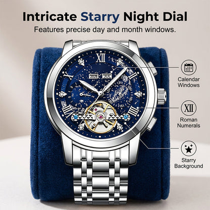 ⌚ Men’s Automatic Mechanical Watch – Open-Heart Dial, Stainless Steel Strap & 30M Water Resistance