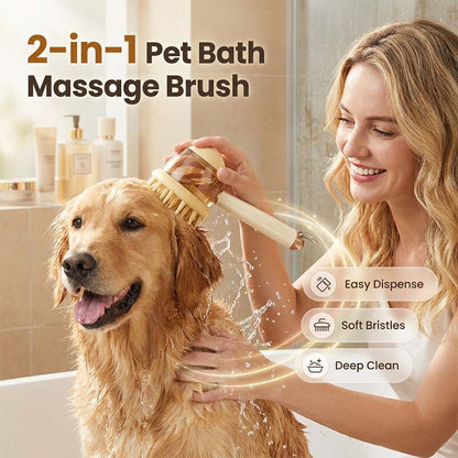 🐶💧 Pet Shampoo Dispensing Brush🚿 – Soft Silicone Scrub for Easier Bath Time