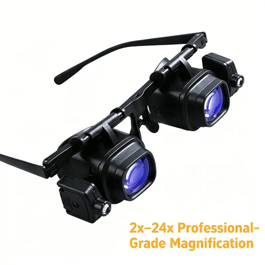 🔍2026 HOT SALE 50K+ Sold 50% OFF! 2X-24X Head Mount LED Magnifying Glass, Hands-Free Precision Magnifier with Dual LED Lights, High Clarity Lens for Soldering, Electronic Repair, Jewelry Making & DIY Crafts