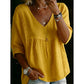 🌼 FLASH SALE 50% OFF! Women’s Casual V-Neck Lace Trim Top – Romantic Lace, Flowy Fit & 3/4 Sleeve Elegance 💕