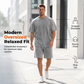Men's Vintage Style T-Shirt and Solid Color Shorts Set