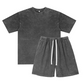 Men's Vintage Style T-Shirt and Solid Color Shorts Set