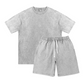 Men's Vintage Style T-Shirt and Solid Color Shorts Set