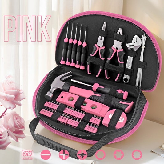 💗 Pink DIY Tool Kit – Compact Hand Tool Set for Everyday Repairs, Furniture Assembly & Home Projects 🛠️📦