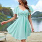 📢📢50% OFF !! ⏰Puff Sleeve Backless Bow Tie Dress