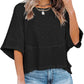 ☀️2026 HOT SALE 50% OFF💃🌸  Women's Solid Color Splicing Loose Five Points Flare Sleeve T-Shirt